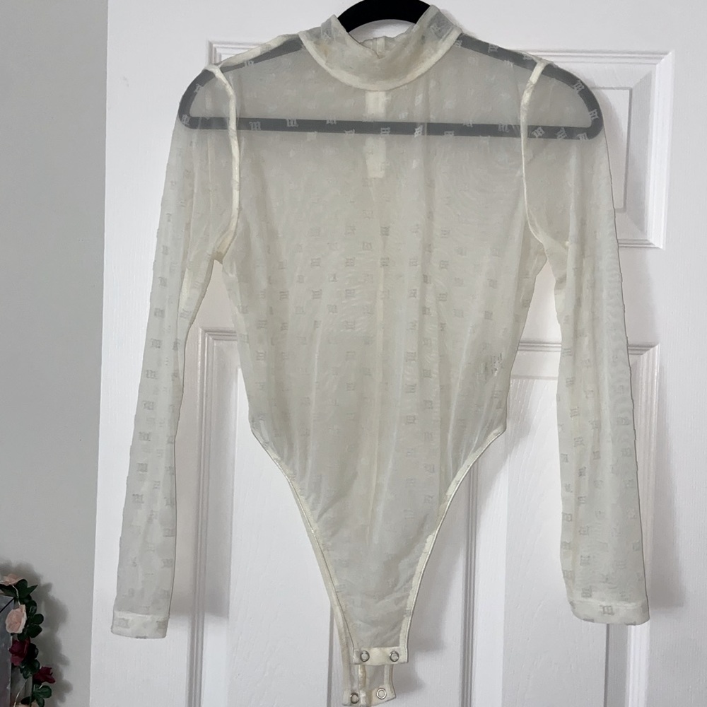 Misbhv Bodysuit Mesh Logo Monogram Off White